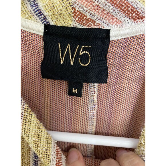 W5 Womens Sz Medium Tank Top Burlap Button Back Striped Sleeveless Multicolor - Picture 4 of 6